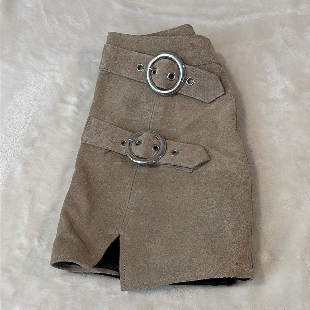 Tan Mini Skirt with Silver Accents